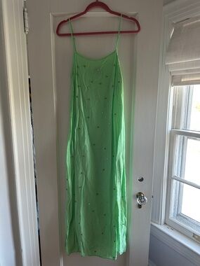 J. Crew Collection Light Green Beaded Maxi Slip Dress